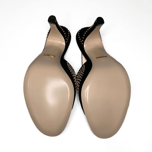 Gucci Fedra Crystal Embellished High Heel Mules EU 39.5 US 9.5 Black Suede Pumps - Picture 9 of 11